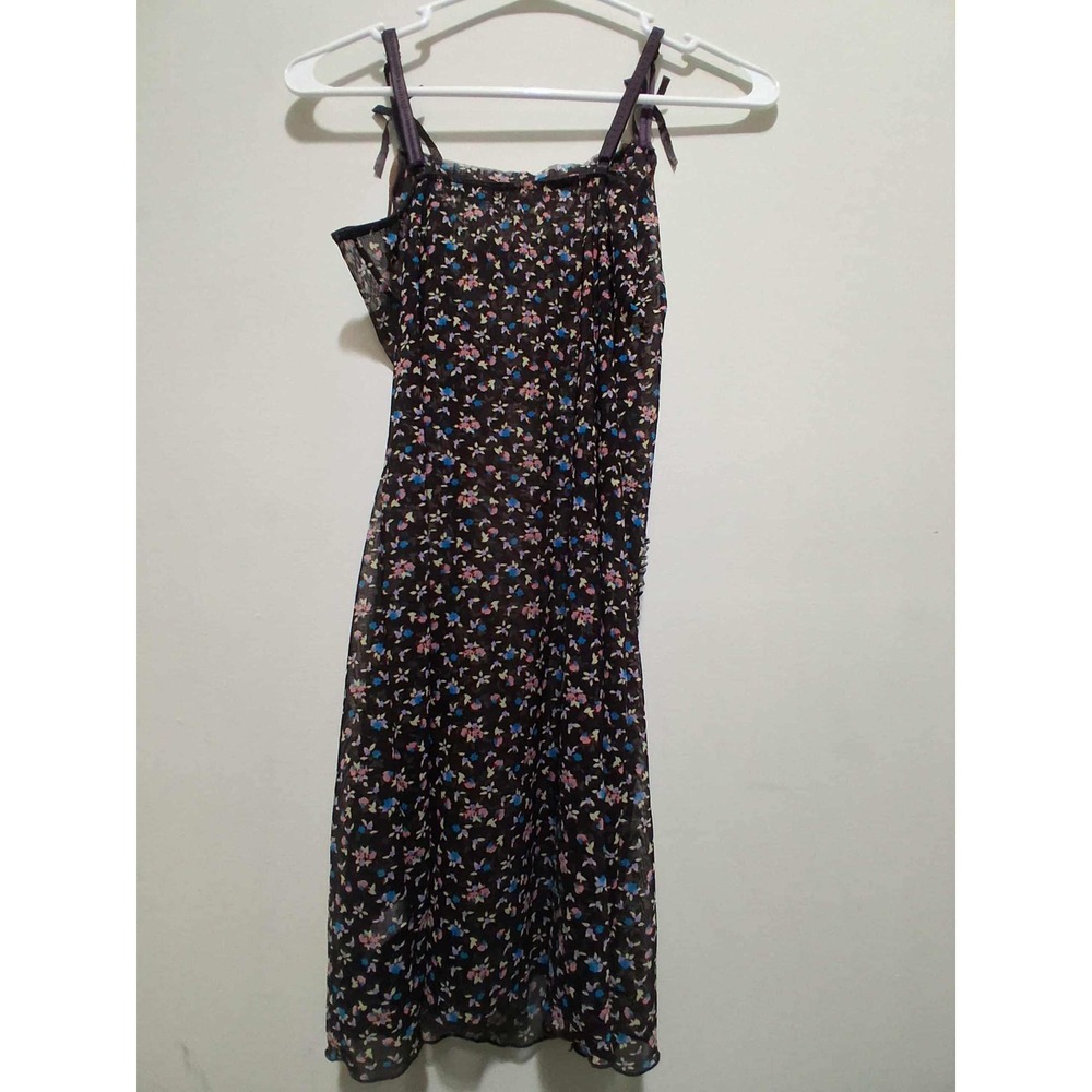 Donna Loren Gold Label Women's Sm‎ Floral Print Spaghetti Strap Midi Dress Brown